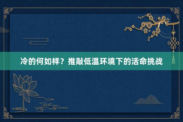 冷的何如样？推敲低温环境下的活命挑战